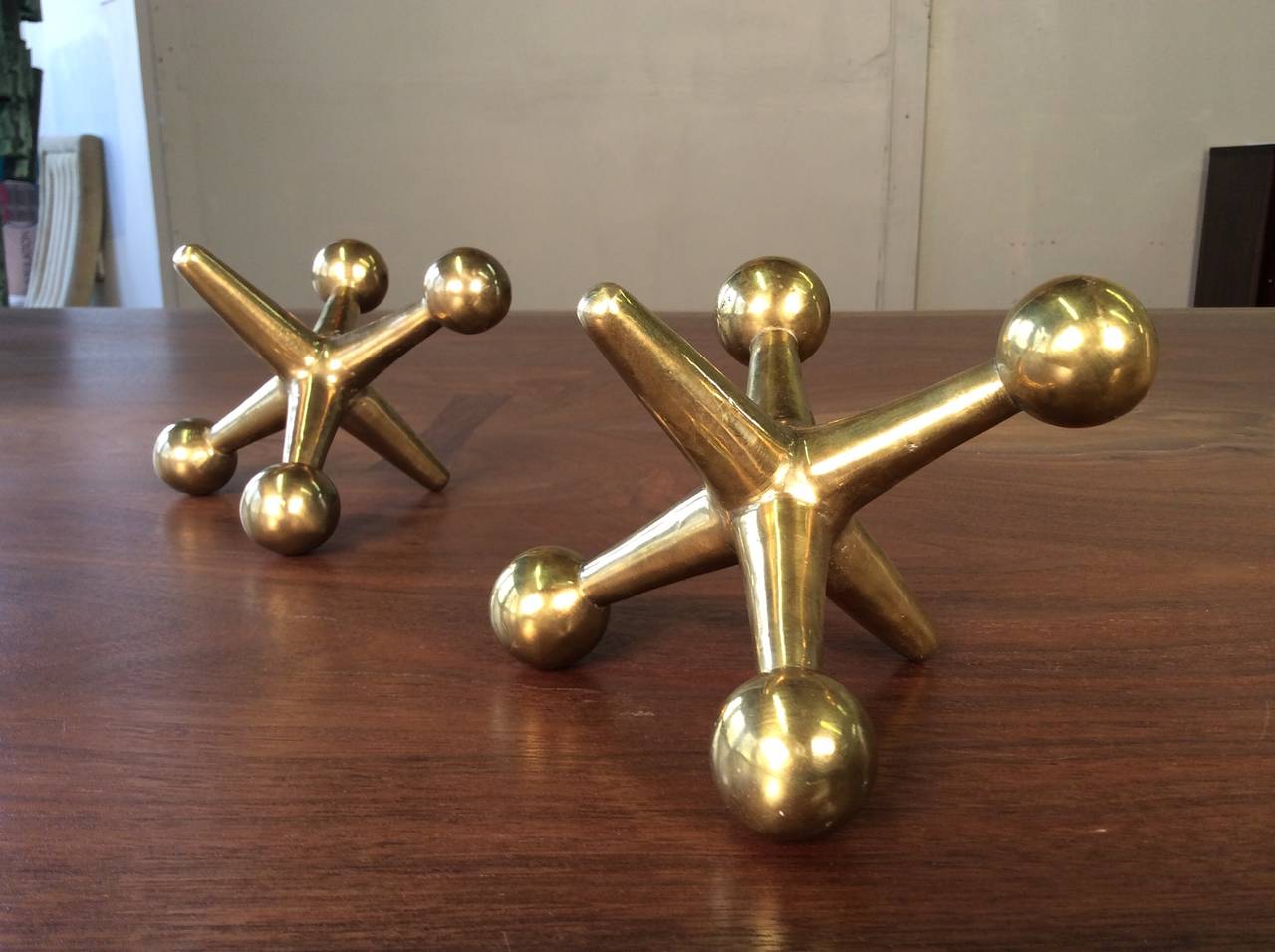 American Best Pair of Oversized Solid Brass Jacks Bookends or Object