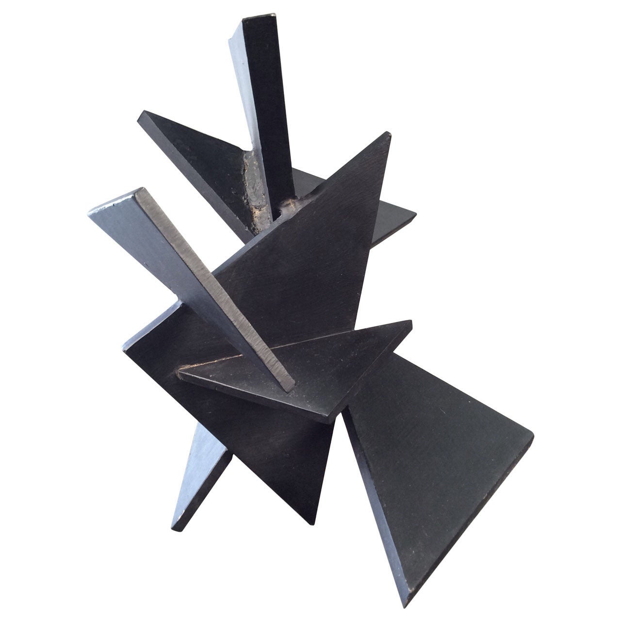 Geometric Constructivist Table Sculpture Composed of Thick Steel Triangles, 1984