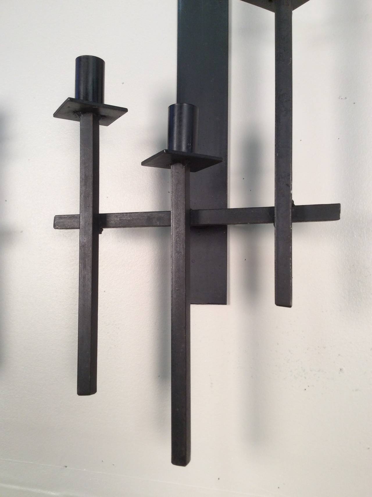 Welded Wrought Iron Sconces by California Moderists Van Keppel and Green, circa 1960