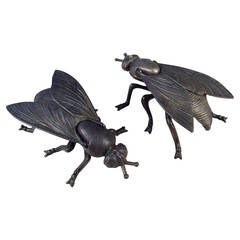 Retro Large Cast Brass Lidded Insect Boxes with Intricate Detail, Made in Italy