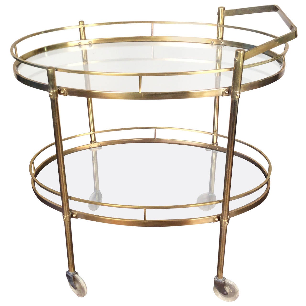 Patinated Solid Brass Bar Cart by Maxwell Phillips, New York City ...