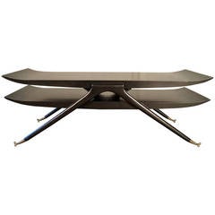 Sculptural Italian Coffee Table Attributed to Ico Parisi in Black Lacquer