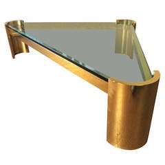 Massive Brass Triangle Coffee Table by Jay Spectre Studio, circa 1980