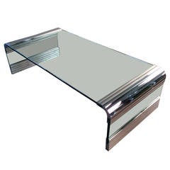 Retro Leon Rosen for Pace Collection Scalloped Chrome Waterfall Cocktail Table