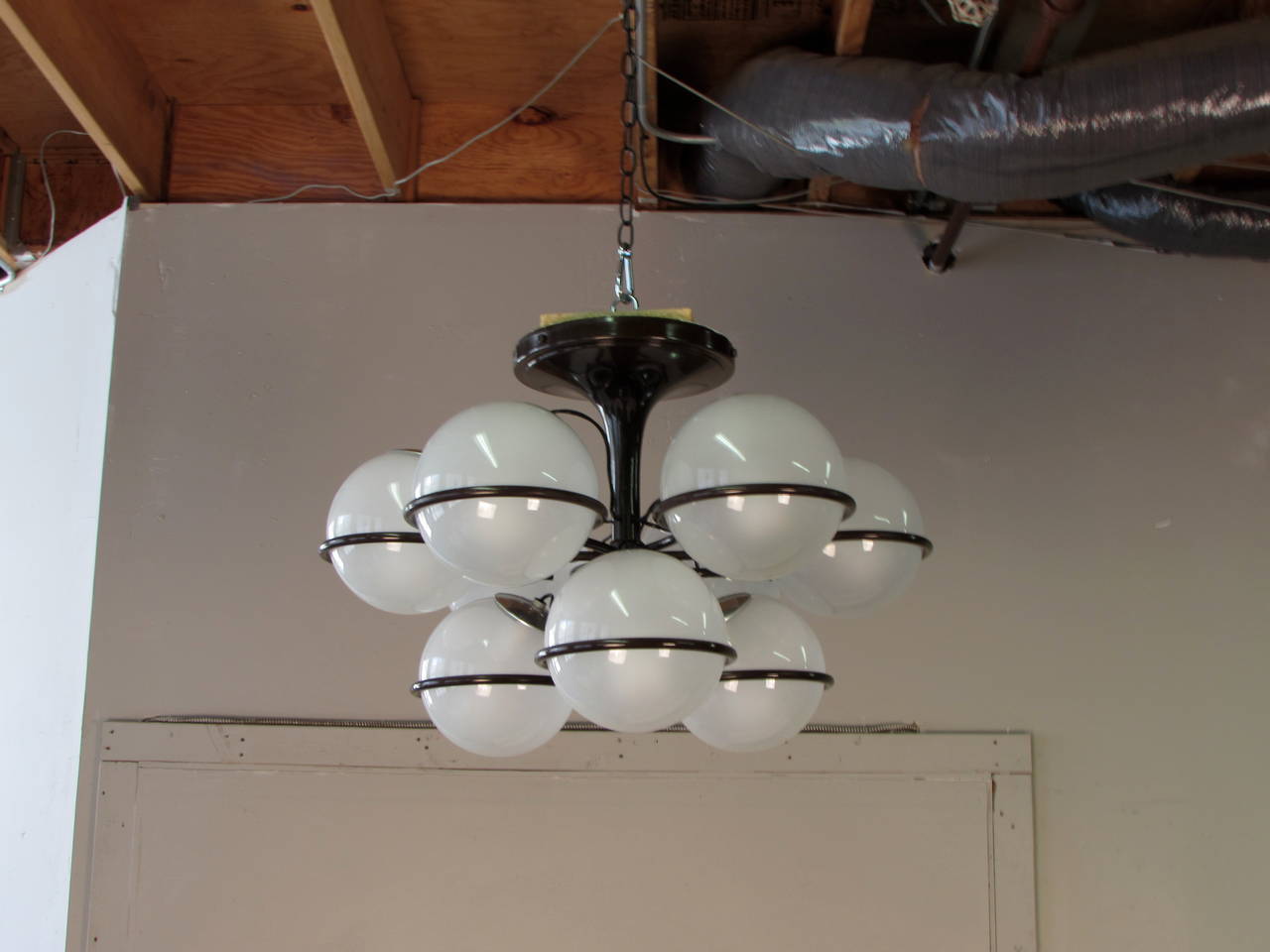 Rare Nine-Globe Chandelier by Gino Sarfatti for Arteluce, Italy circa 1955 1