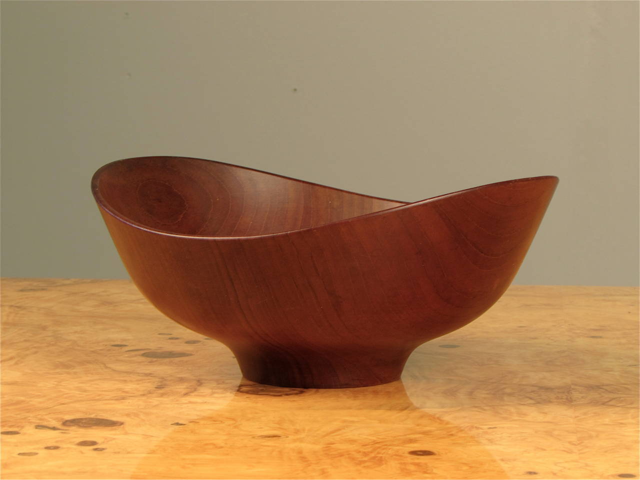 Large Biomorphic Decorative Teak Bowl by Finn Juhl for Kay Bojesen, Denmark circa 1950. This bowl is both beautiful and functional. Would make a wonderful centerpiece. Condition is immaculate with no chips or damage. The teak is radiant and shows