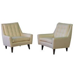 Classic Mid-Century Modern Lounge Chairs with Curved Detail, circa 1950