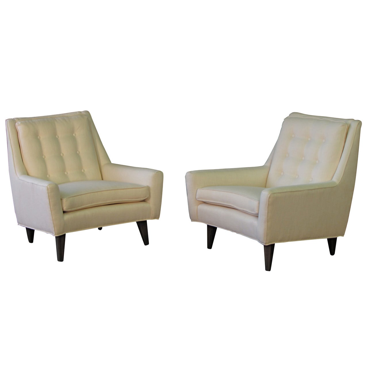 Classic Mid-Century Modern Lounge Chairs with Curved Detail, circa 1950