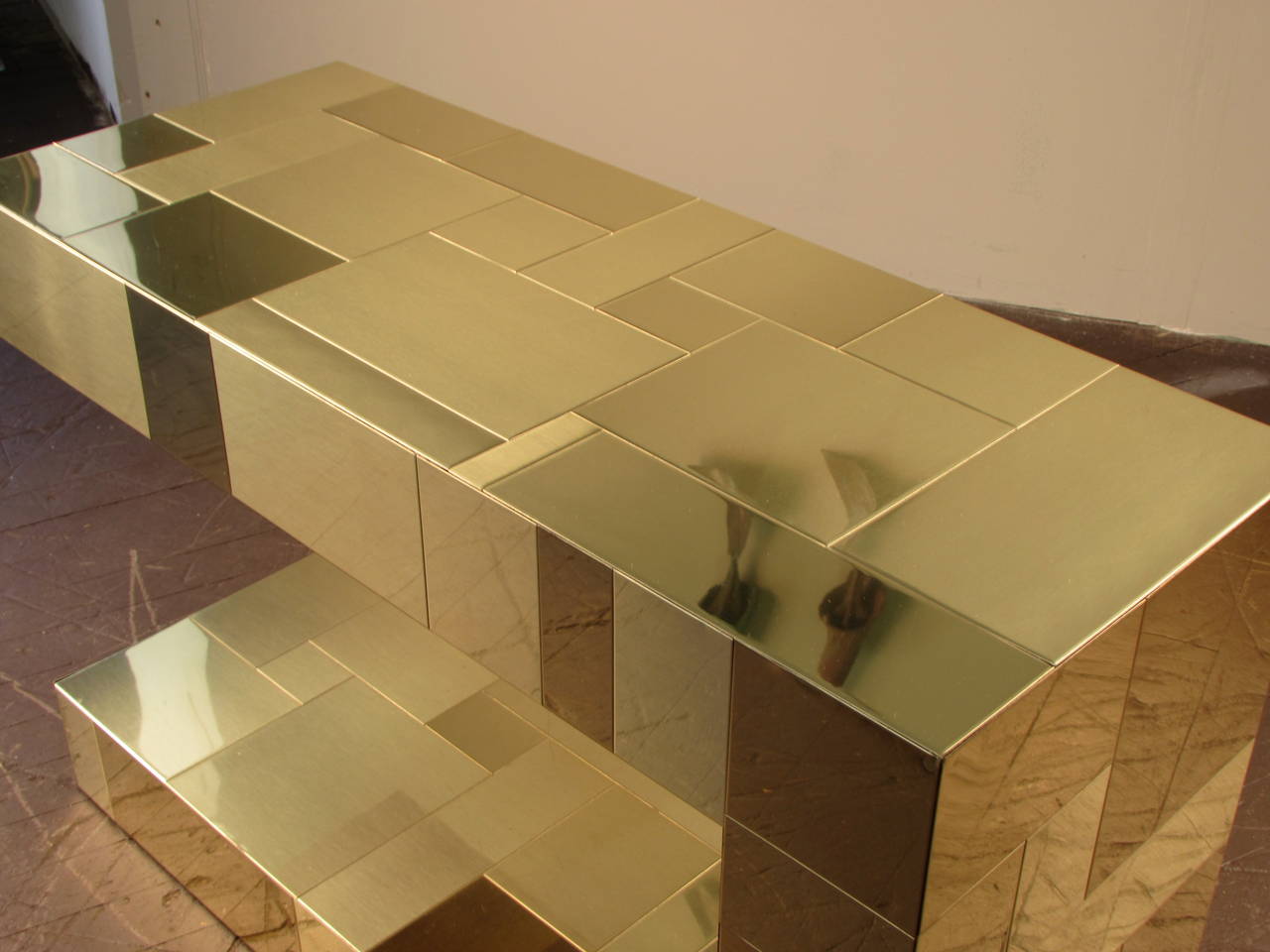 Mid-Century Modern Exceptional Brass Cantilevered Cityscape Table Model PE219 Signed by Paul Evans