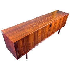 Wickedly Grained Rosewood Buffet or Credenza with Tambour Doors, Denmark