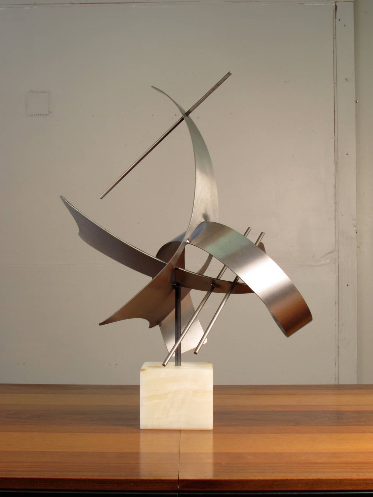American Large-Scale Abstract Modern Stainless Steel Table Sculpture by Curtis Jere, 1979