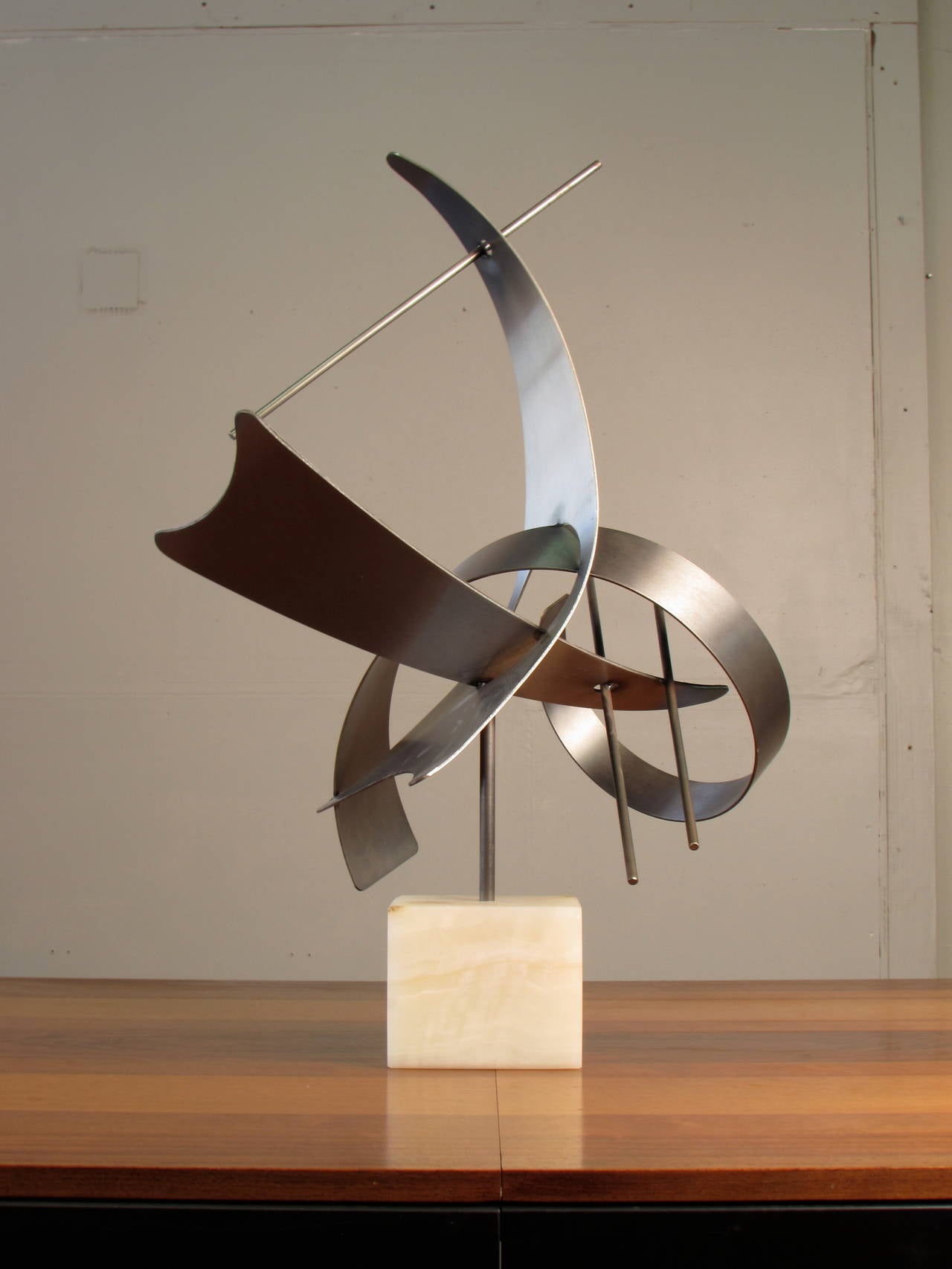 LargeScale Abstract Modern Stainless Steel Table Sculpture by Curtis