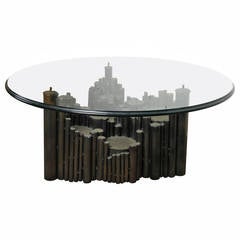 Brutalist Sculpted Steel Coffee Table in the Style of Marcello Fantoni, 1970s