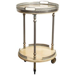 Petite Goatskin Bar Cart with Removable Serving Tray by Aldo Tura, Italy