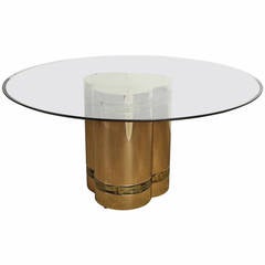 Radiant Acid-Etched Brass Dining Table by Bernhard Rohne for Mastercraft