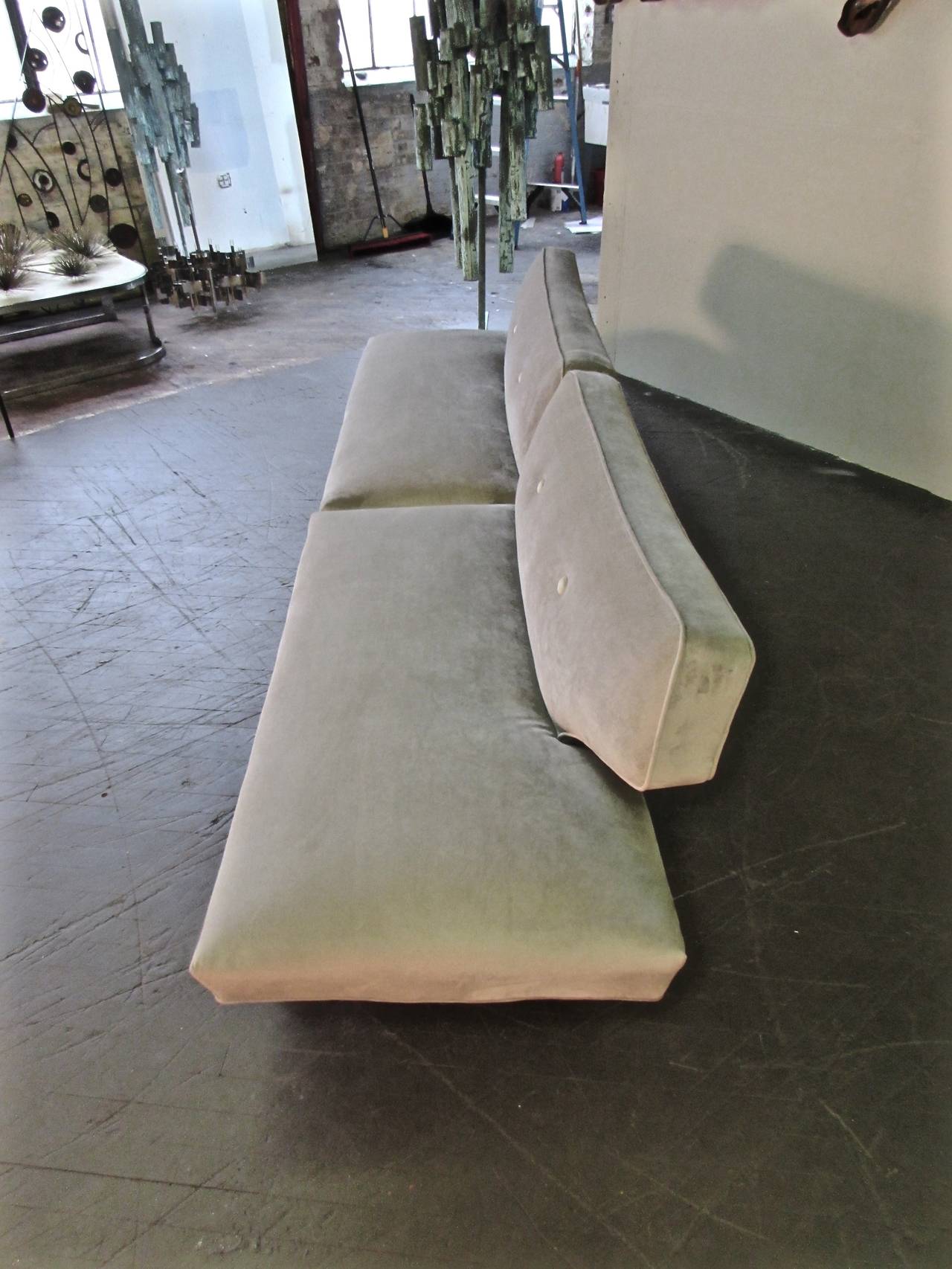 Seductive Two-Piece Italian Sofa with Sculptural Ebonized Legs, 1960s 1
