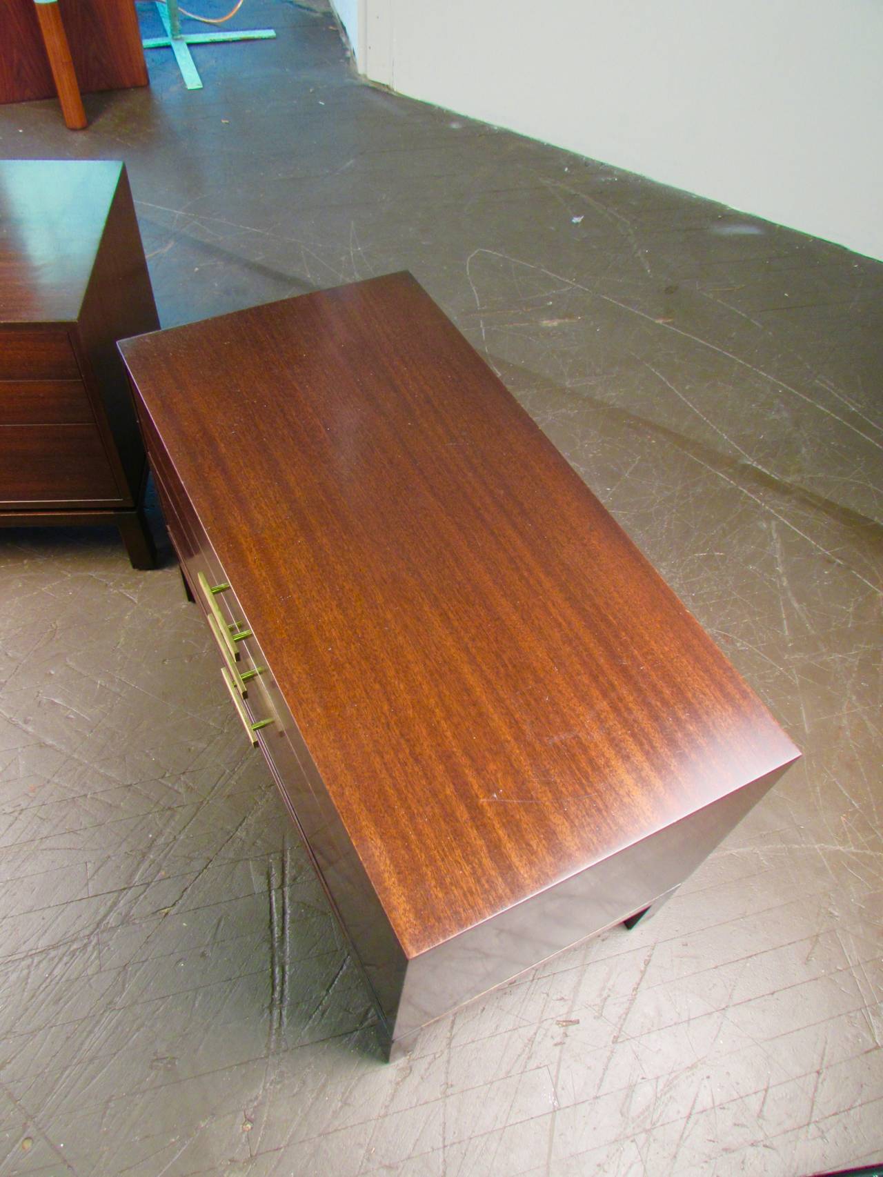 Mid-20th Century Custom Ribbon Mahogany End Tables or Nightstands by Harvey Probber Studio, 1965