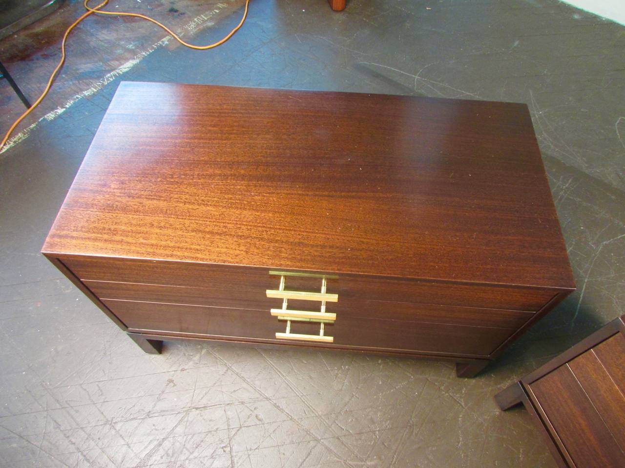 Custom Ribbon Mahogany End Tables or Nightstands by Harvey Probber Studio, 1965 In Excellent Condition In New York, NY