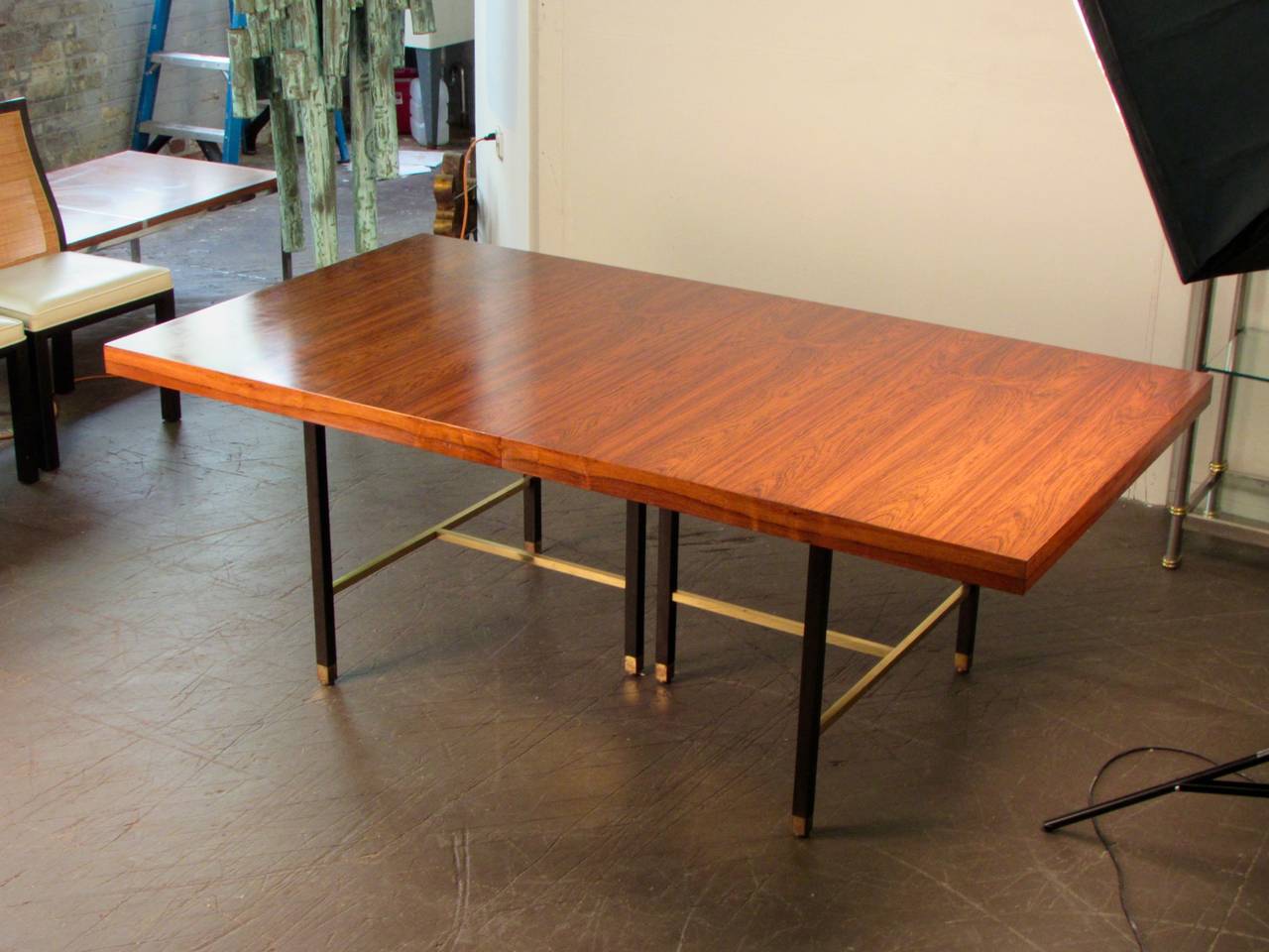 Mid-Century Modern Stunning Rosewood and Brass Dining Table by Harvey Probber Studio, 1965