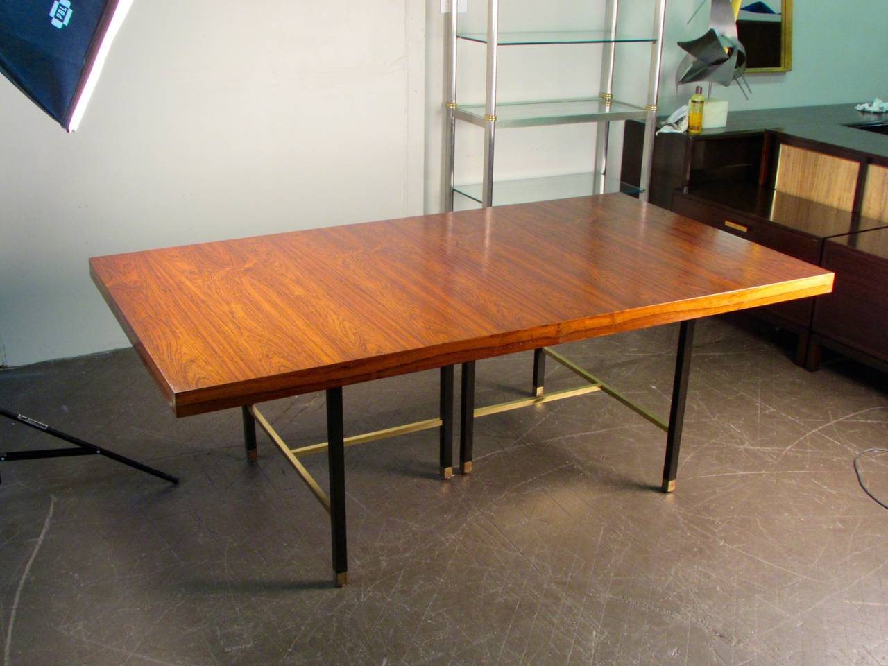 Mid-20th Century Stunning Rosewood and Brass Dining Table by Harvey Probber Studio, 1965