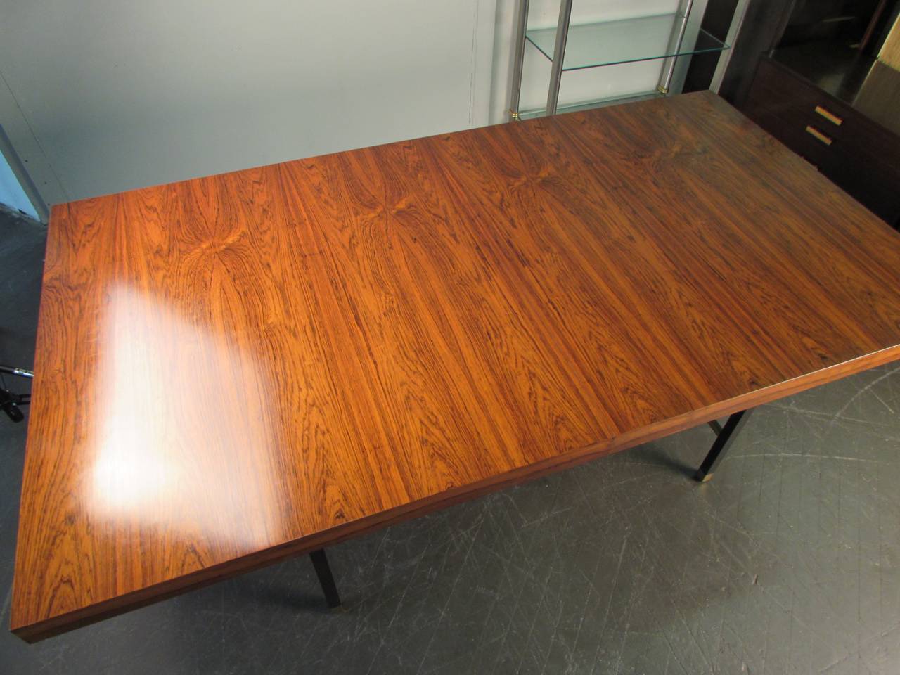 American Stunning Rosewood and Brass Dining Table by Harvey Probber Studio, 1965