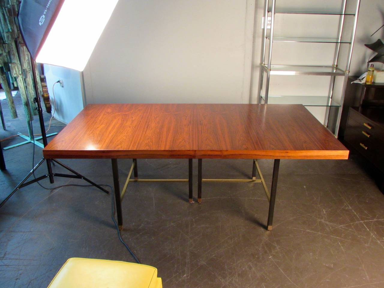 Stunning Rosewood and Brass Dining Table by Harvey Probber Studio, 1965 In Excellent Condition In New York, NY