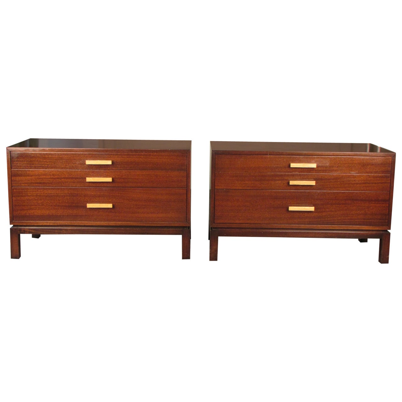 Custom Ribbon Mahogany End Tables or Nightstands by Harvey Probber Studio, 1965