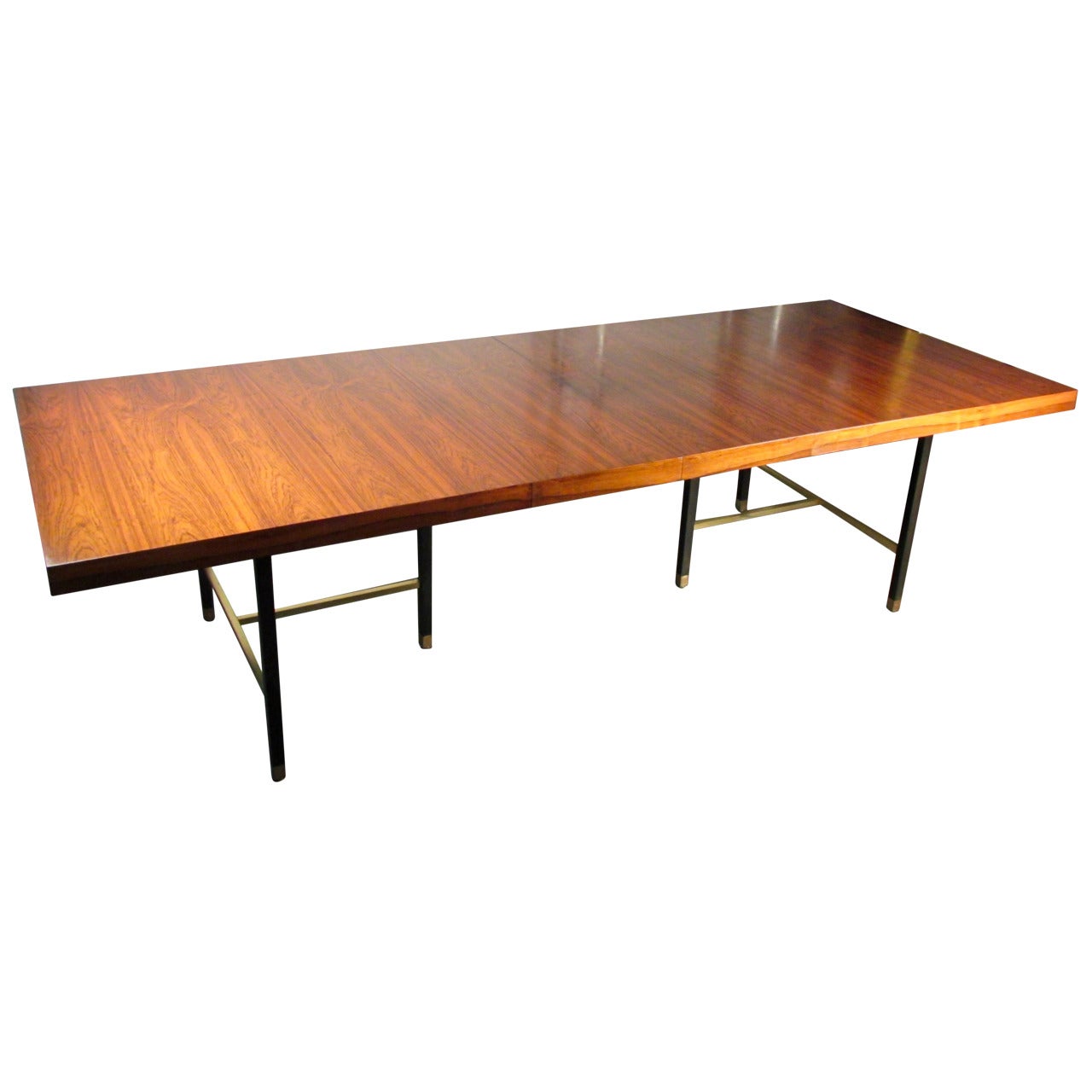 Stunning Rosewood and Brass Dining Table by Harvey Probber Studio, 1965