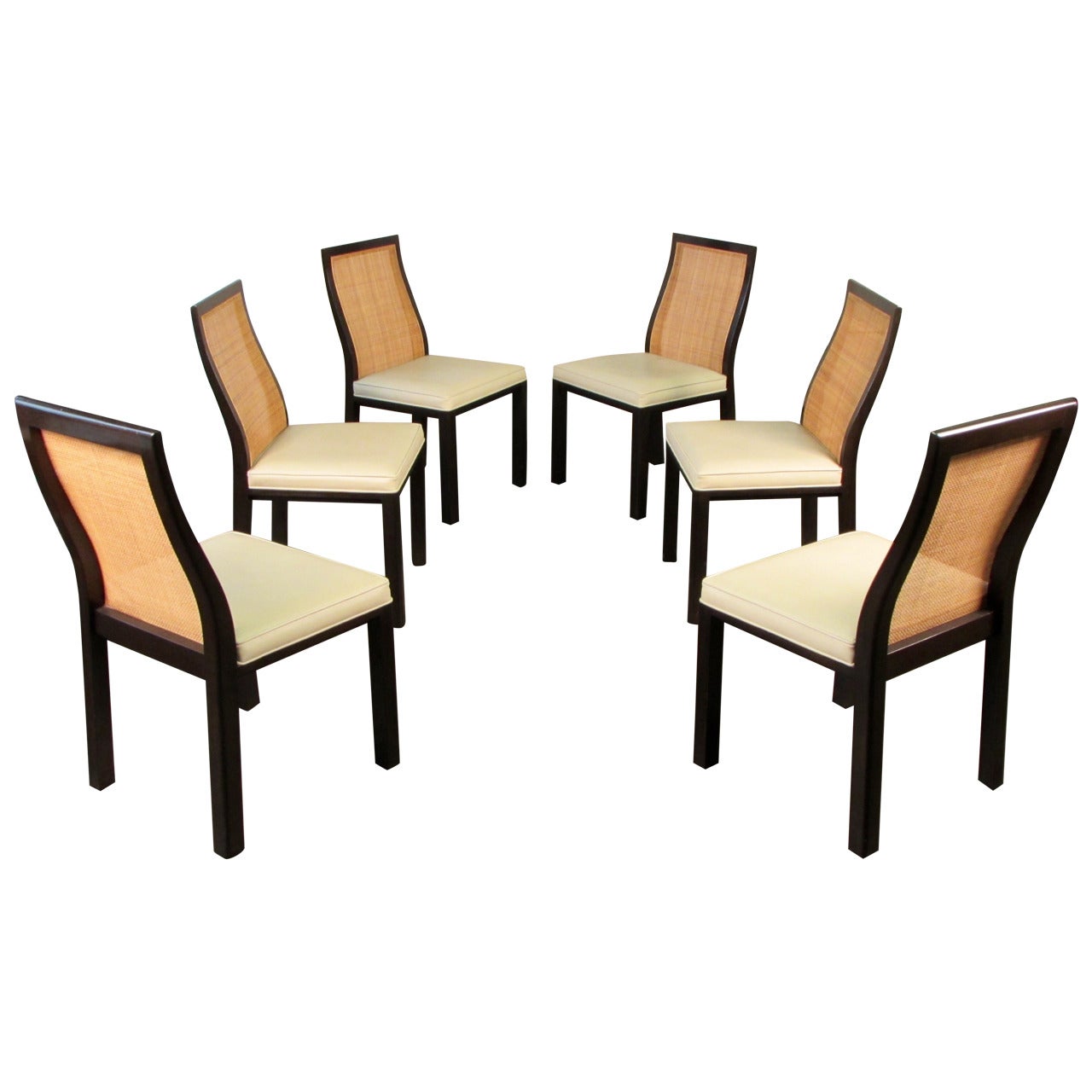 Set of Six Sculptural Mahogany "Otter" Dining Chairs by Harvey Probber, 1965