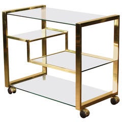 Radiant Brass Bar Cart, Italy, 1970s