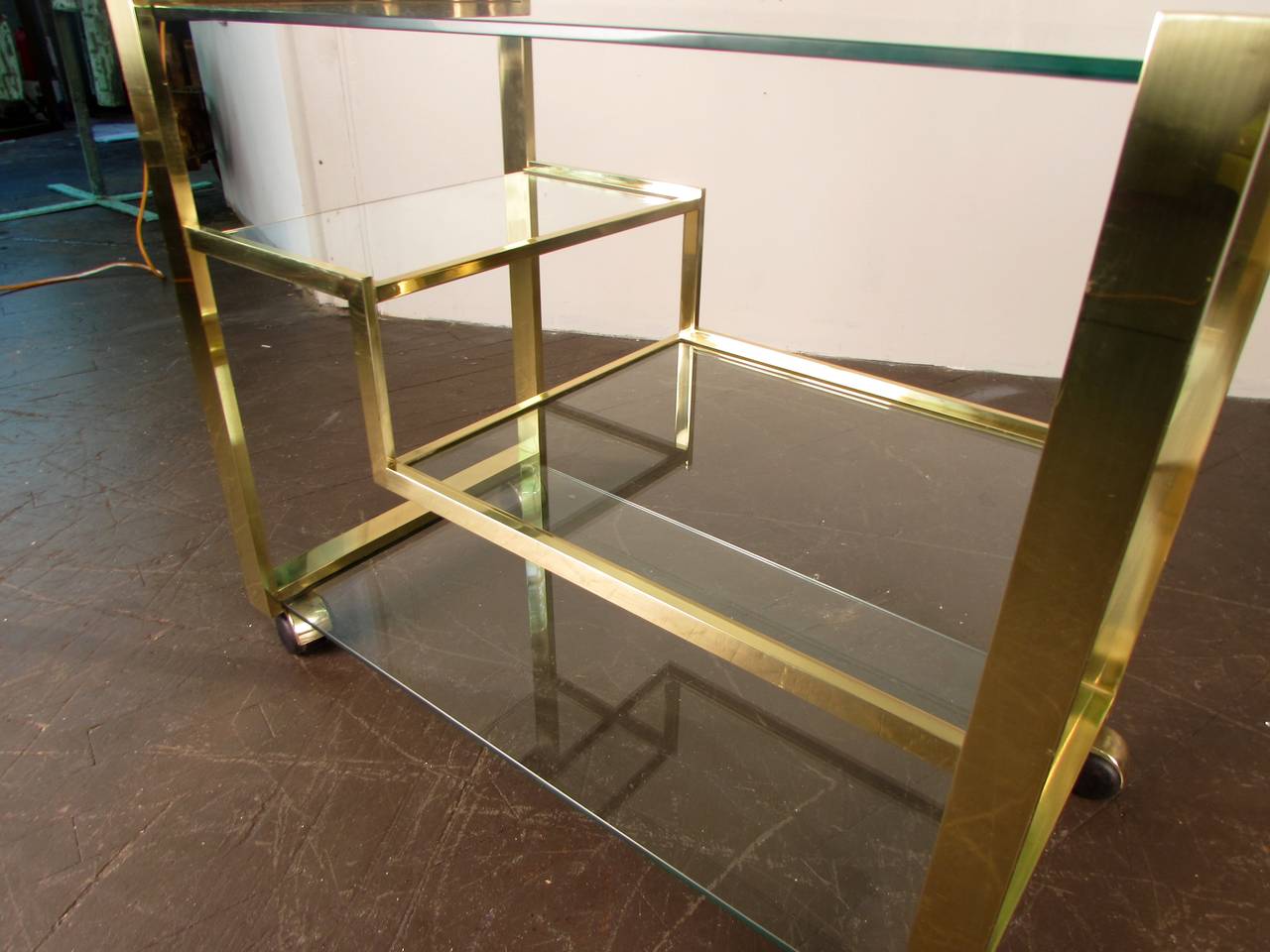 Mid-Century Modern Radiant Brass Bar Cart, Italy, 1970s