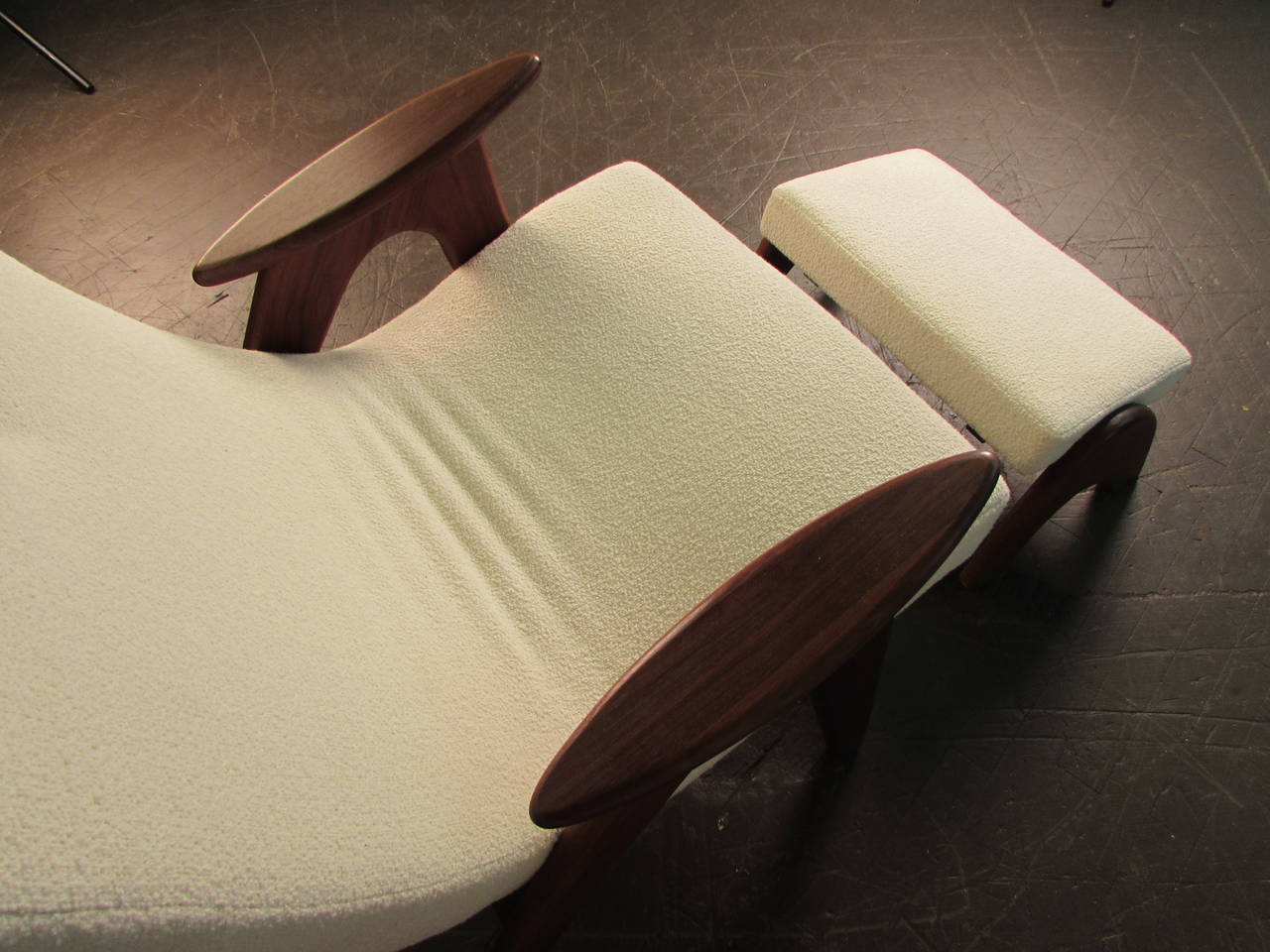 Bouclé Rare and Very Comfortable Lounge Chair and Ottoman by Adrian Pearsall, 1960s