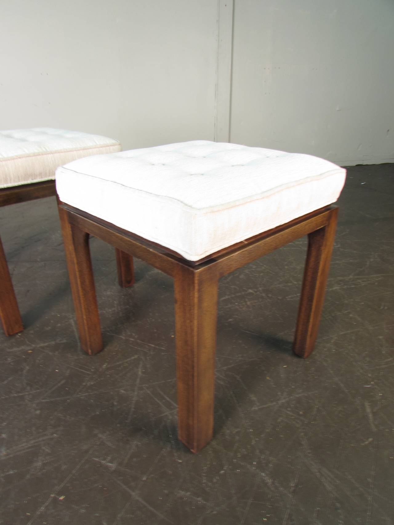 Stately Pair of Signed Upholstered Stools or Benches by Harvey Probber, 1965 In Excellent Condition In New York, NY