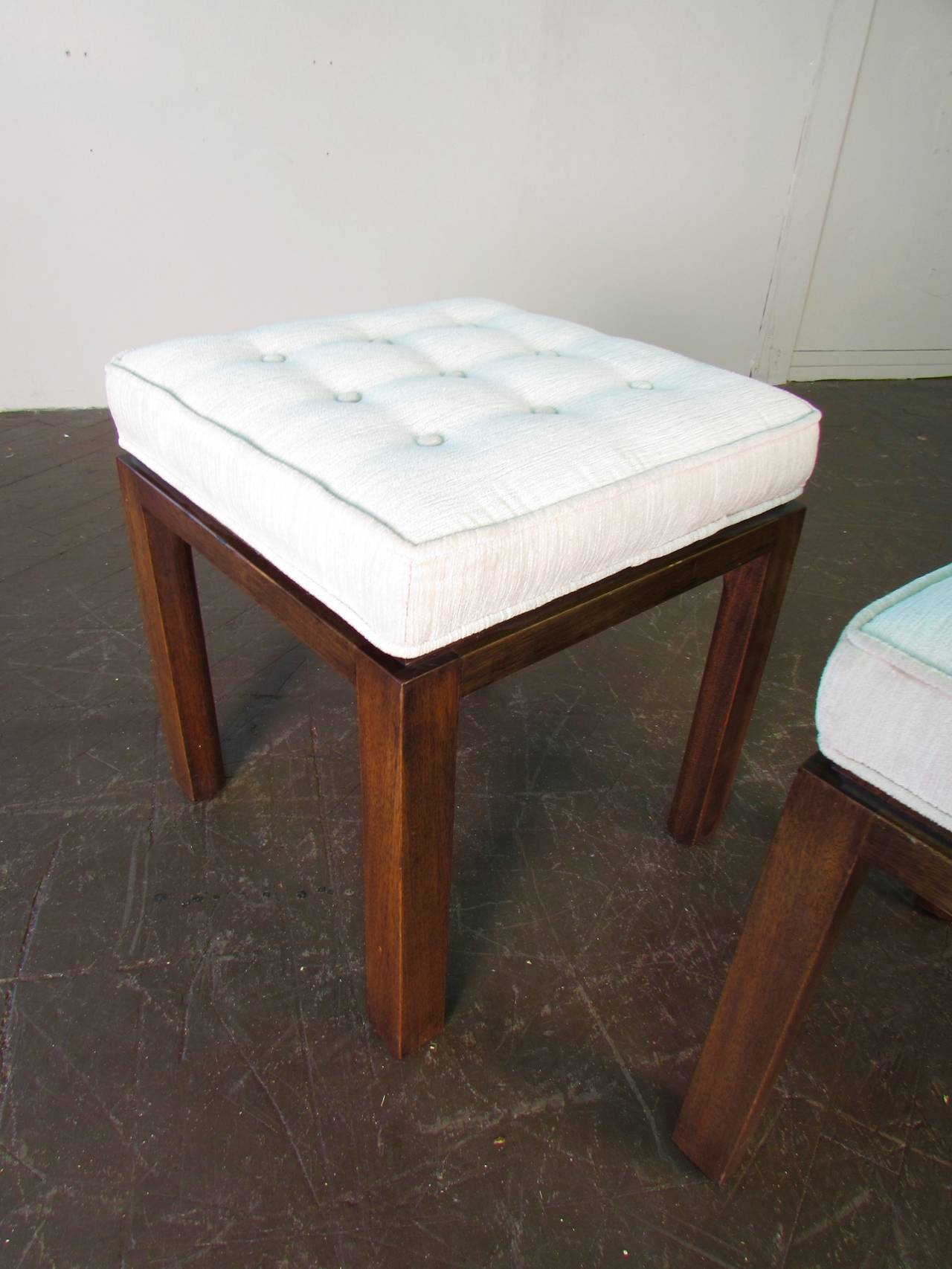 Mid-20th Century Stately Pair of Signed Upholstered Stools or Benches by Harvey Probber, 1965
