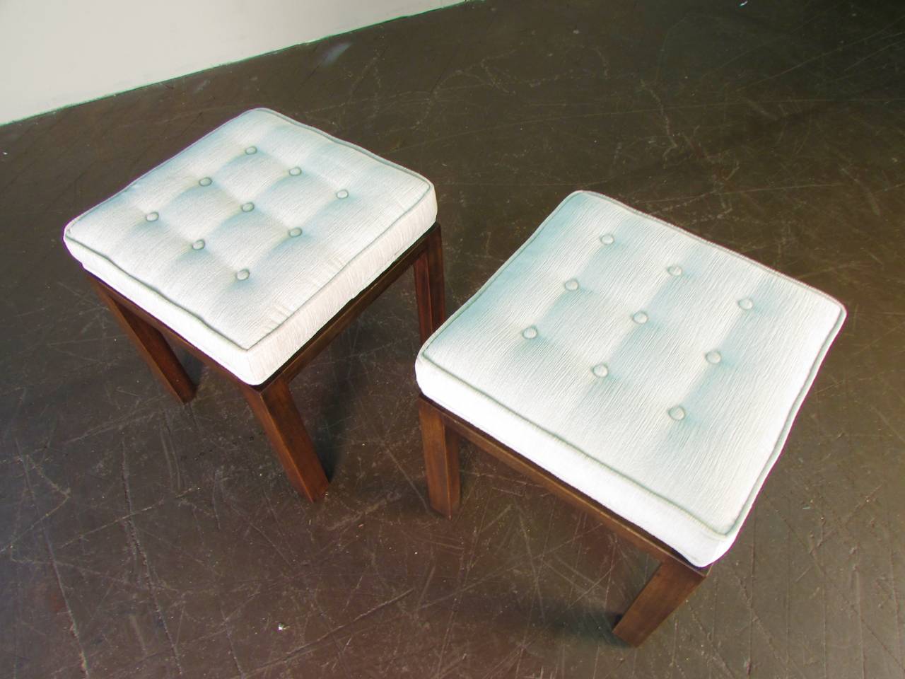 Stately Pair of Signed Upholstered Stools or Benches by Harvey Probber, 1965 2