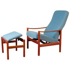 Handsome Reclining Lounge Chair and Ottoman by Westnofa, Norway, 1960s