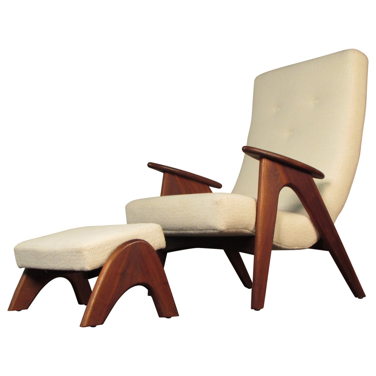 Rare and Very Comfortable Lounge Chair and Ottoman by Adrian Pearsall, 1960s