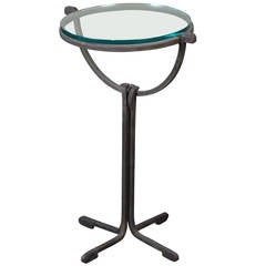 Hand-Forged Wrought Iron Drink or Side Table with Glass Top by Chapman, 1989
