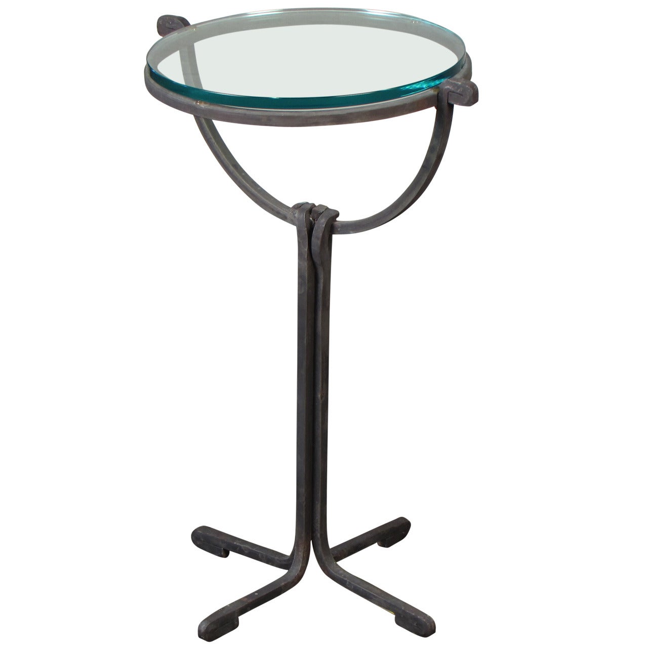 Wrought Iron Drink or Side Table with Glass Top by Chapman