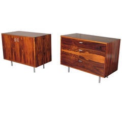 Fantastic Pair of Rosewood Chests or Nightstands with Aluminum Detail