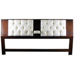 Vintage Dark Mahogany Headboard with Reading Lights and Armrest by Harvey Probber, 1965