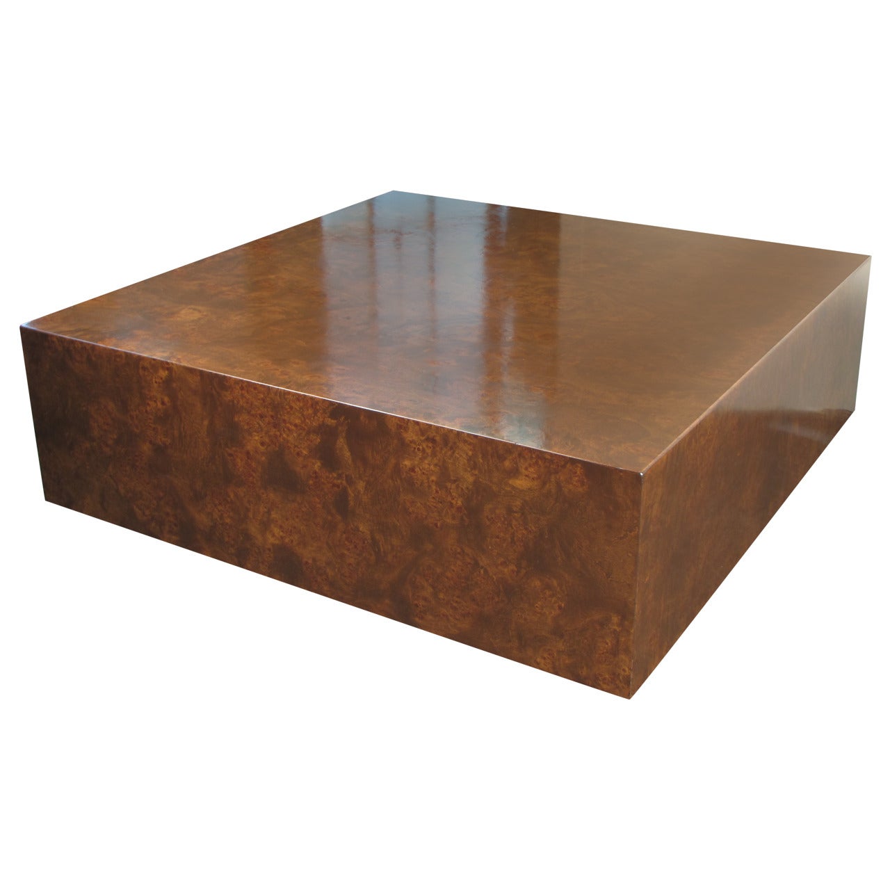 Burled Wood Cube Coffee Table by Milo Baughman for Thayer Coggin, 1970s