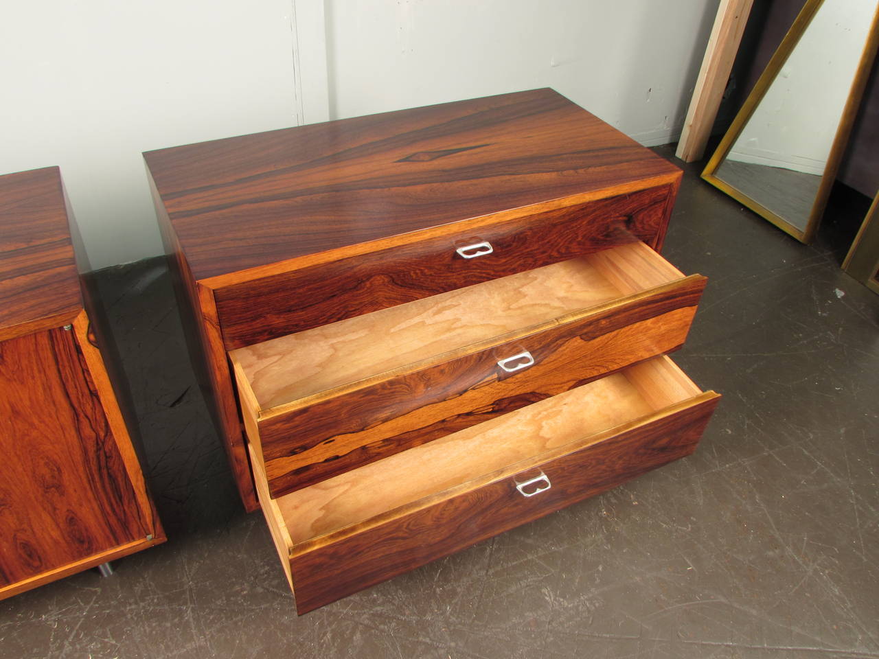Fantastic Pair of Rosewood Chests or Nightstands with Aluminum Detail 2
