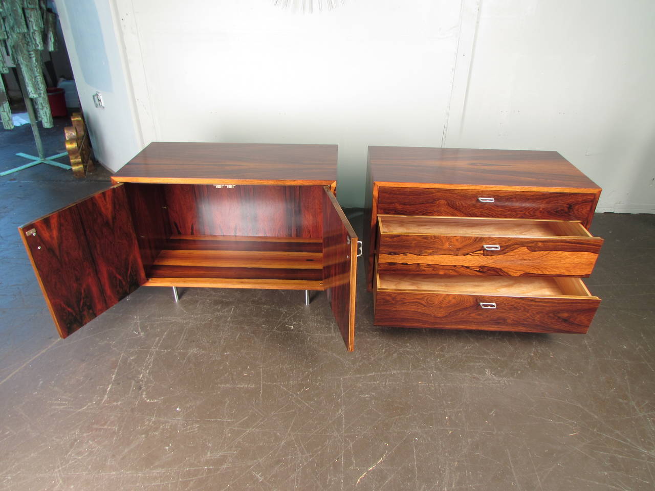 Fantastic Pair of Rosewood Chests or Nightstands with Aluminum Detail 3