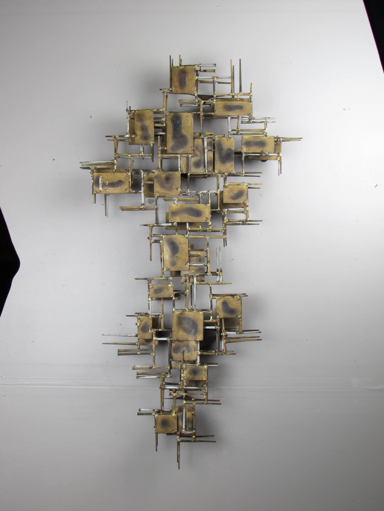 Large Brutalist Wall Sculpture in Brass and Steel by Marc Creates ...