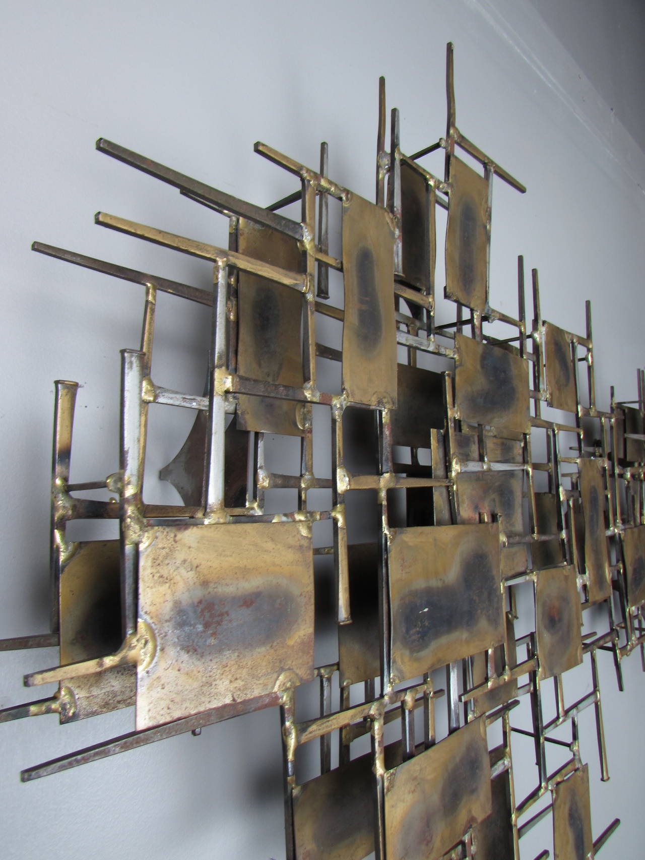 Large Brutalist Wall Sculpture in Brass and Steel by Marc Creates ...