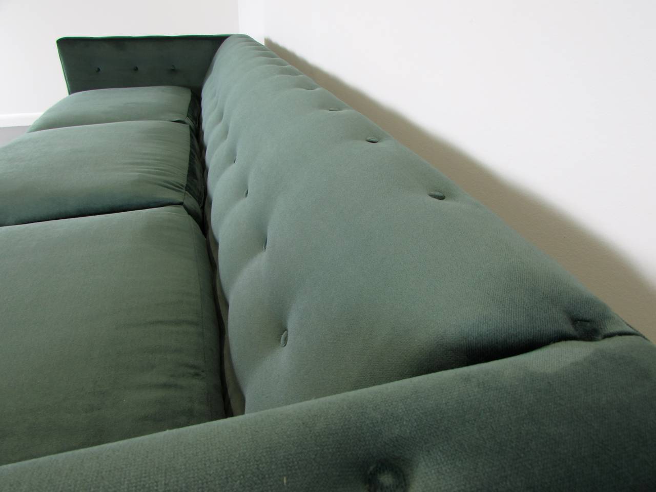Velvet Tuxedo Sofa with Button Detail by Harvey Probber, Signed 3