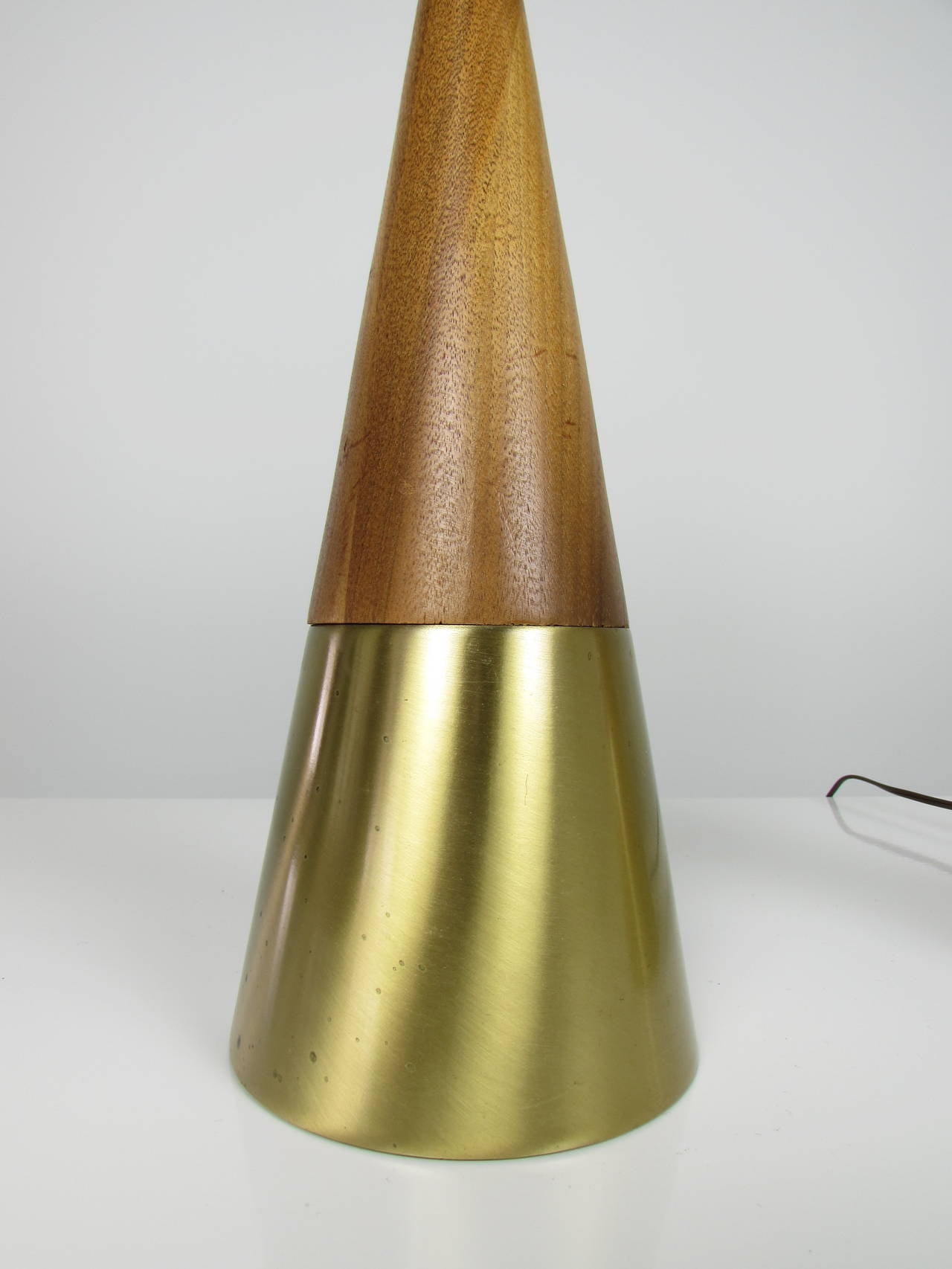 Mid-Century Modern Voluptuous Table Lamps in Walnut and Brass by Tony Paul for Westwood, 1950s
