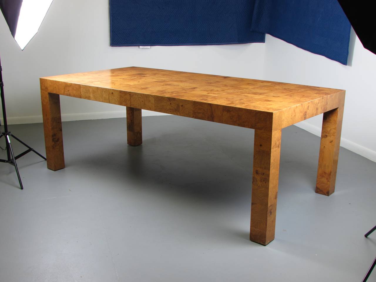 Incredible Checkered Burl Parsons Dining Table by Milo Baughman, 1970s In Excellent Condition In New York, NY