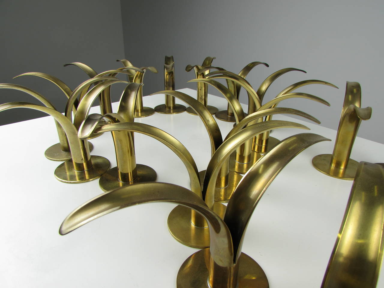 Mid-20th Century Flock of Brass Candleholders by Ivar Ålenius Björk for Ystad Metall, 1939